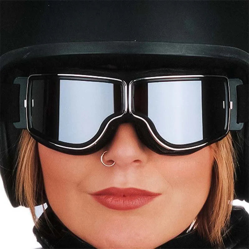 Vintage Motorradbrille - Passt über Brillen