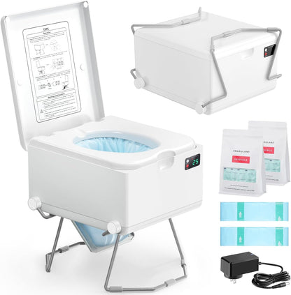 🚽Portable Rechargeable Dry Flush Toilet, Waterless Self-Contained Design