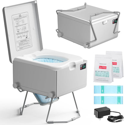 🚽Portable Rechargeable Dry Flush Toilet, Waterless Self-Contained Design