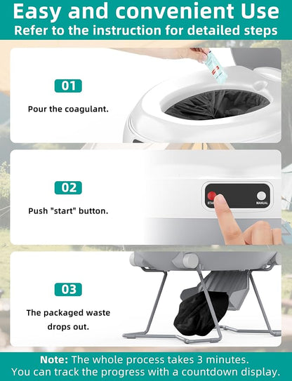 🚽Portable Rechargeable Dry Flush Toilet, Waterless Self-Contained Design