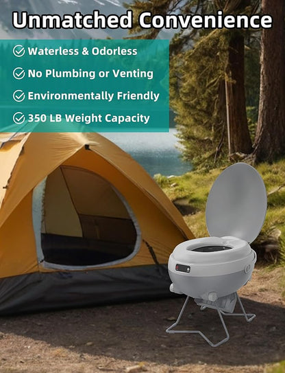 🚽Portable Rechargeable Dry Flush Toilet, Waterless Self-Contained Design