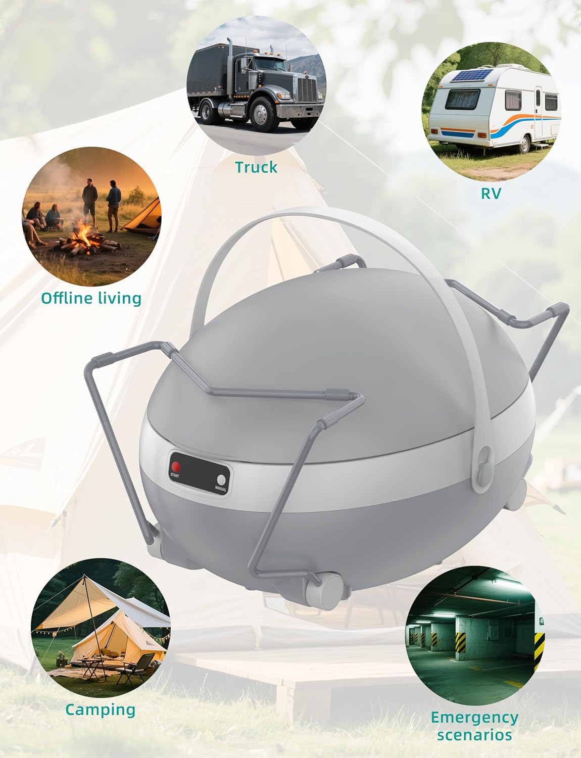 🚽Portable Rechargeable Dry Flush Toilet, Waterless Self-Contained Design
