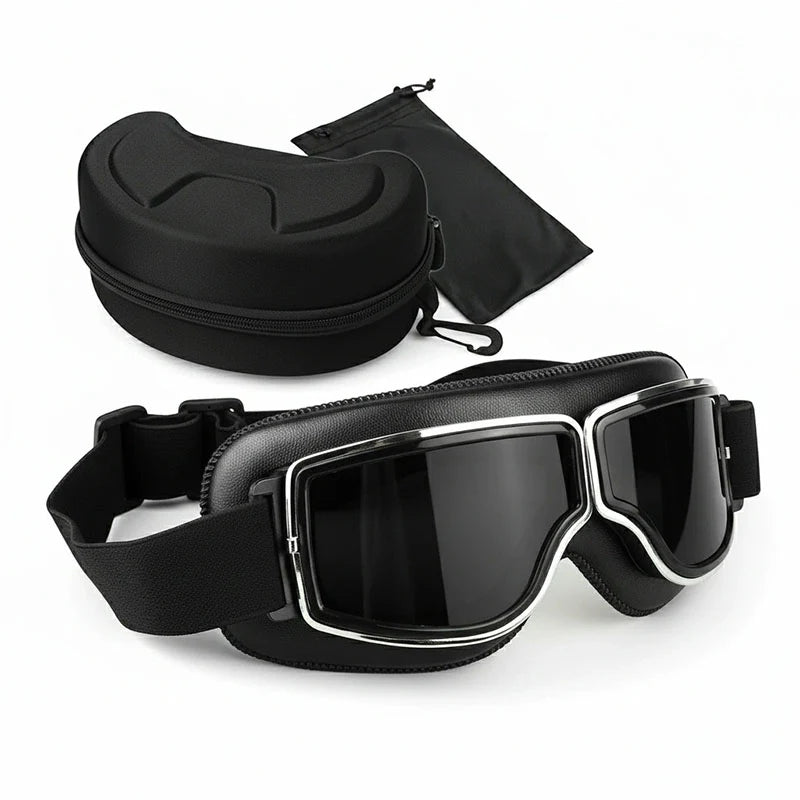 Vintage Motorradbrille - Passt über Brillen