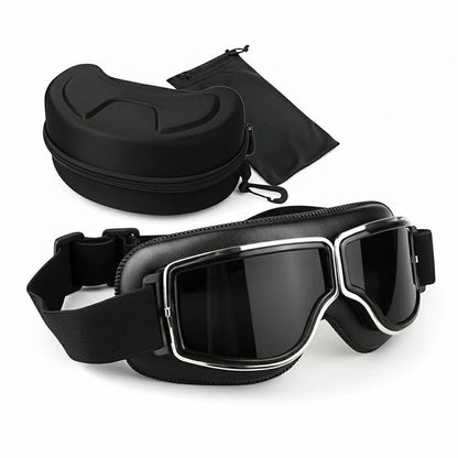 Vintage Motorradbrille - Passt über Brillen