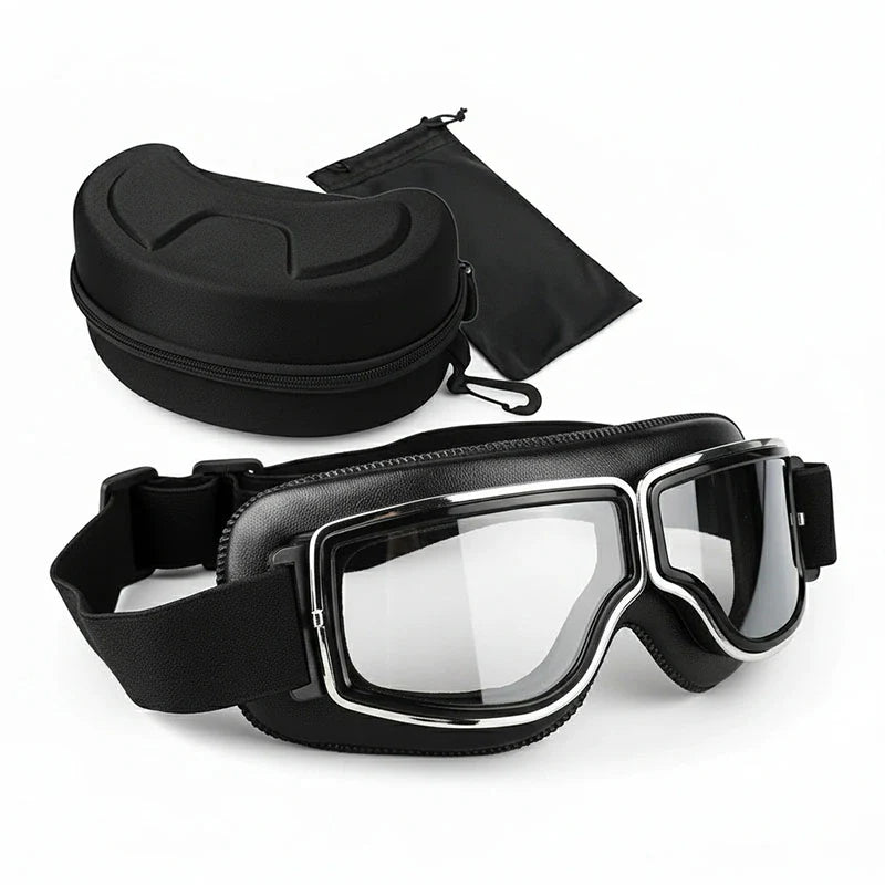 Vintage Motorradbrille - Passt über Brillen