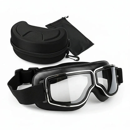 Vintage Motorradbrille - Passt über Brillen