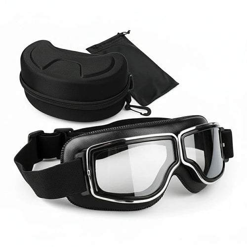 Vintage Motorradbrille - Passt über Brillen