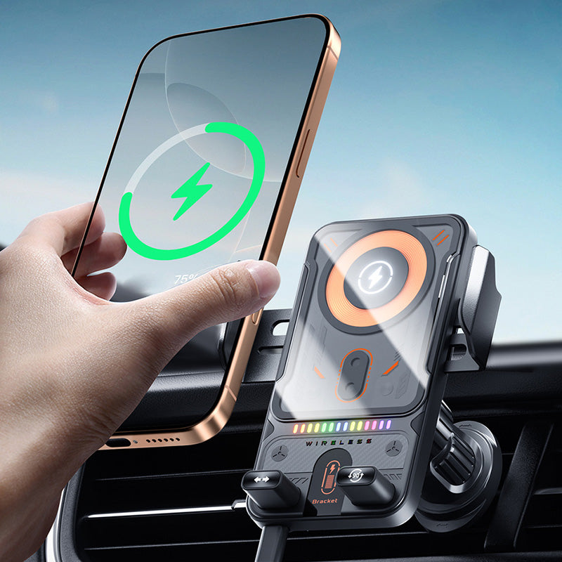 Intelligente 2-in-1 Auto-Handyhalterung mit automatischer Drehung und kabelloser Ladefunktion