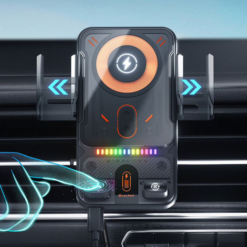 Intelligente 2-in-1 Auto-Handyhalterung mit automatischer Drehung und kabelloser Ladefunktion