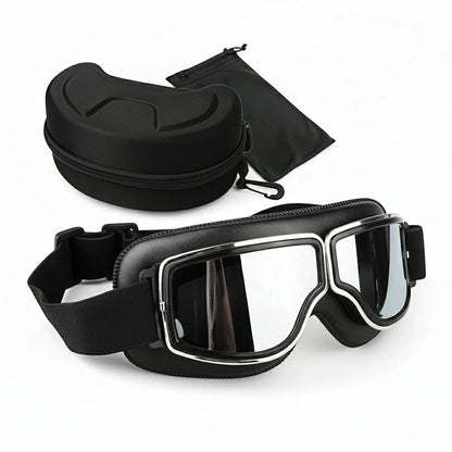Vintage Motorradbrille - Passt über Brillen