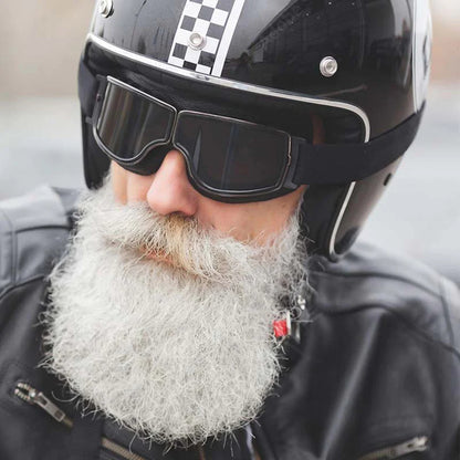 Vintage Motorradbrille - Passt über Brillen